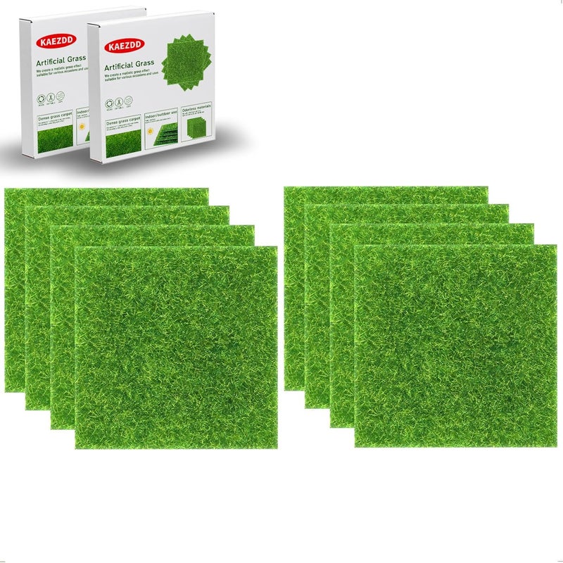 KAEZDD 8 Packs 6 X 6 Inch Fake Grass Decor for Crafts, Artificial Grass for Miniature Ornament Projects, Model Turf Grass for DIY Fairy Garden Accessories and Decor Kit - Image 1